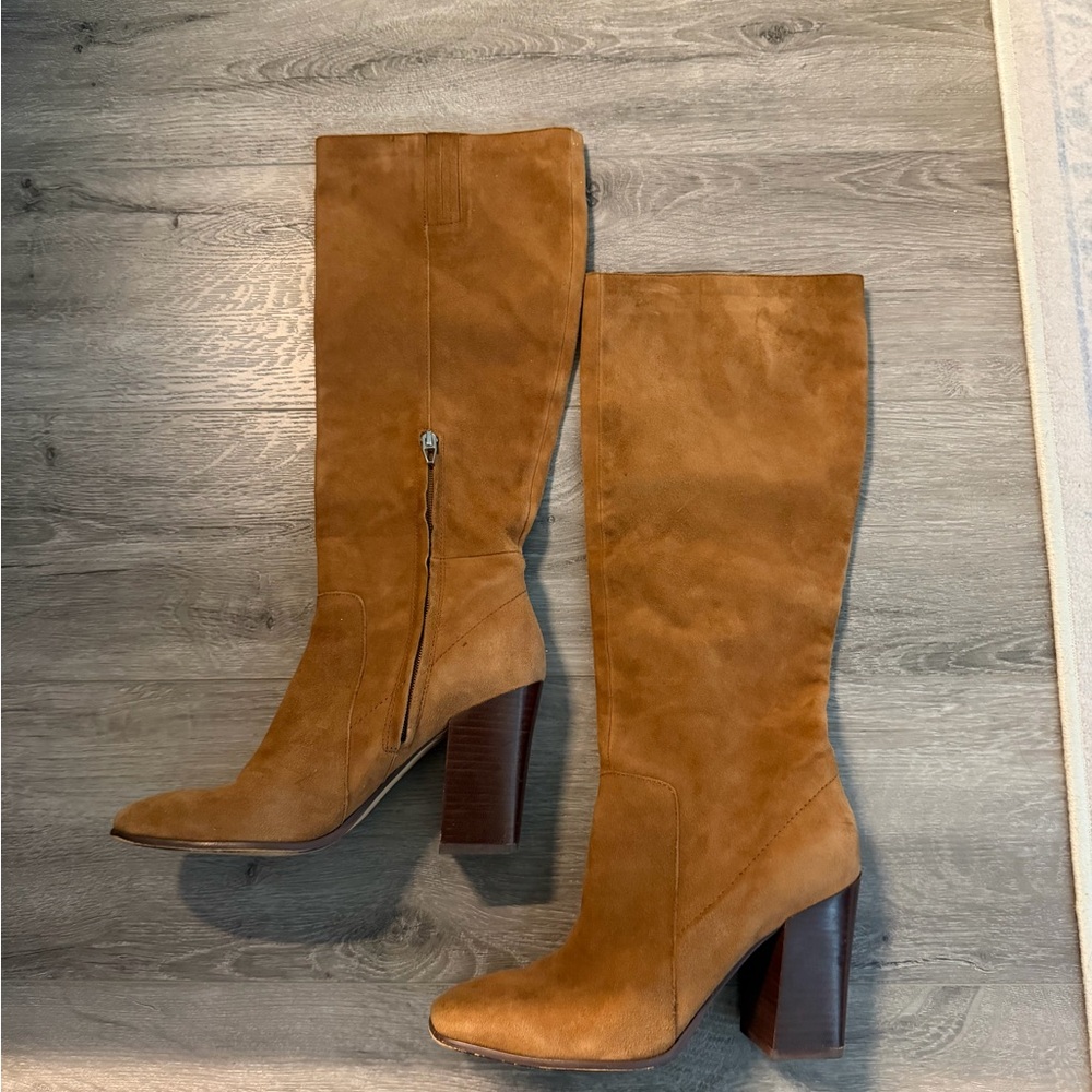 Dolce Vita Tan Suede Knee-High Block Heel Boots